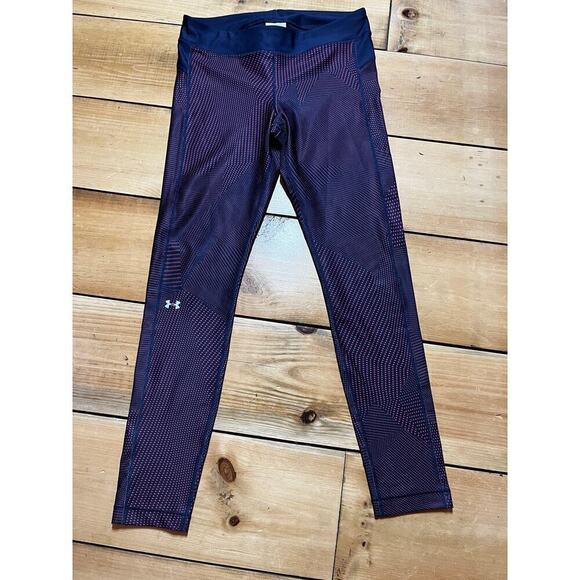 Under Armour Women's Heat Gear Leggings. Blue/Pink. Size Large. Athletic Logo - Picture 1 of 6
